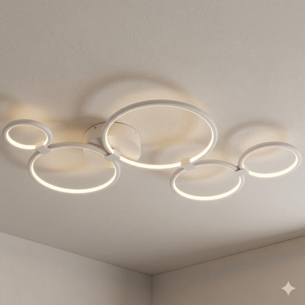 Plafón Led diseño cinco anillos blanco 50W Dimerizable