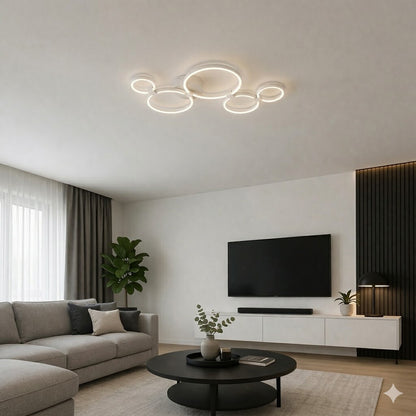 Plafón Led diseño cinco anillos blanco 50W Dimerizable
