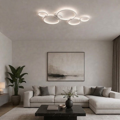 Plafón Led diseño cinco anillos blanco 50W Dimerizable