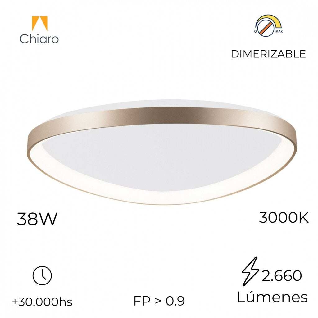 Plafón LED, Diseño triangular, Dimerizable 38W 45CM