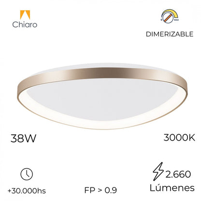Plafón LED, Diseño triangular, Dimerizable 38W 45CM