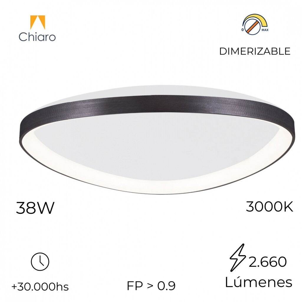 Plafón LED, Diseño triangular, Dimerizable 38W 45CM