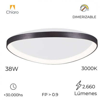 Plafón LED, Diseño triangular, Dimerizable 38W 45CM