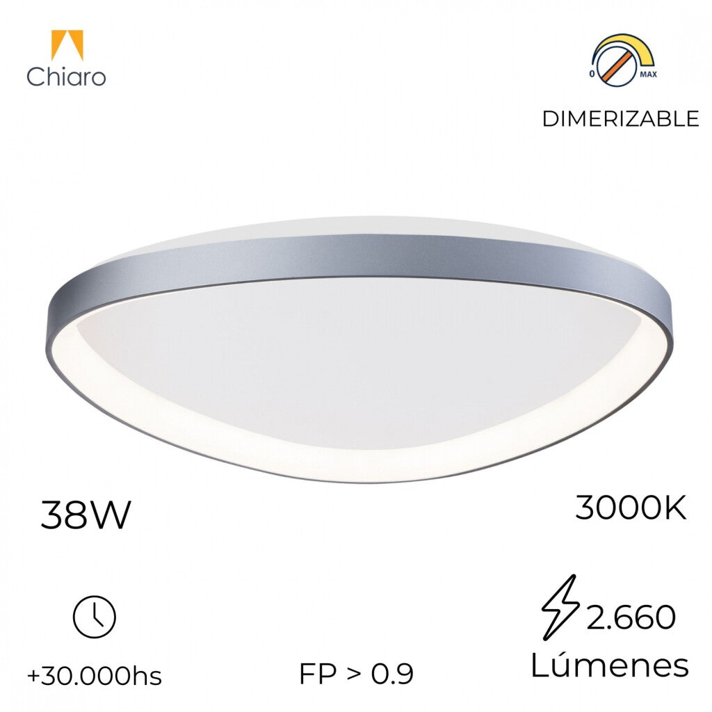Plafón LED, Diseño triangular, Dimerizable 38W 45CM