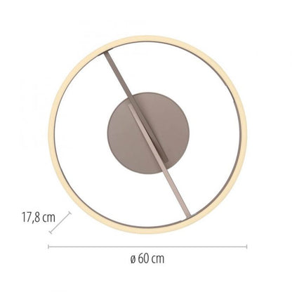 Plafón led doble anillo 42w 60cm regulable a control remoto con varias funciones, Champagne
