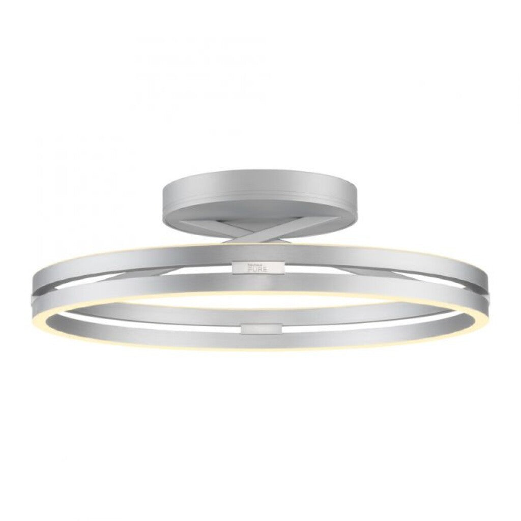 Plafón led doble anillo 42w 60cm regulable a control remoto con varias funciones Plateado