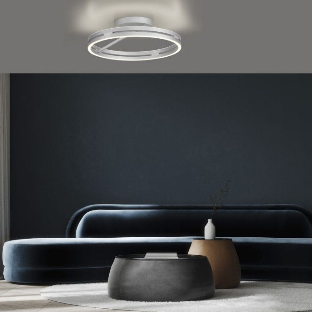 Plafón led doble anillo 42w 60cm regulable a control remoto con varias funciones Plateado