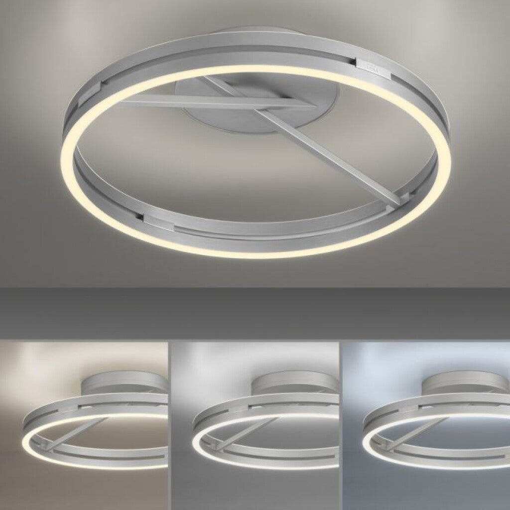 Plafón led doble anillo 42w 60cm regulable a control remoto con varias funciones Plateado