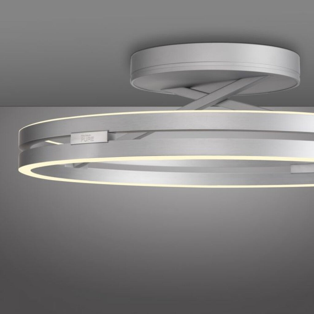 Plafón led doble anillo 42w 60cm regulable a control remoto con varias funciones Plateado