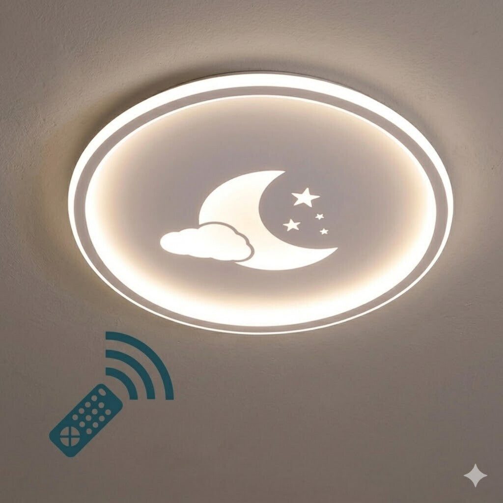 Plafón LED lunas y estrellas, a control remoto con funciones