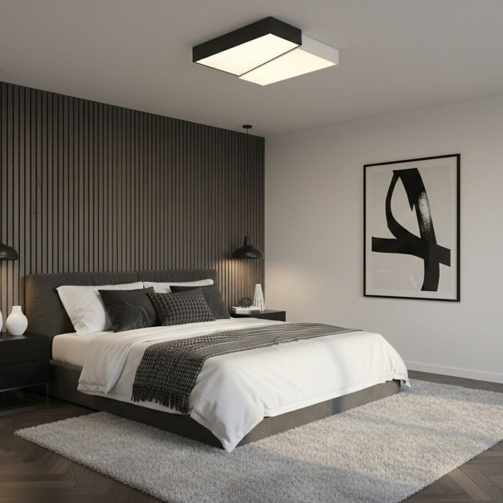 Plafón led moderno rítmico, blanco y negro 24w - 40 cm