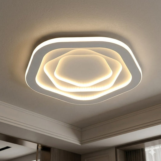 Plafón LED pentagonal a control remoto con funciones
