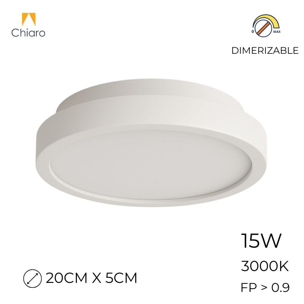 Plafón LED pequeño moderno, Dimerizable 15W 20CM