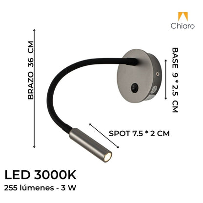 Portátil led de pared con SPOT móvil y brazo flexible