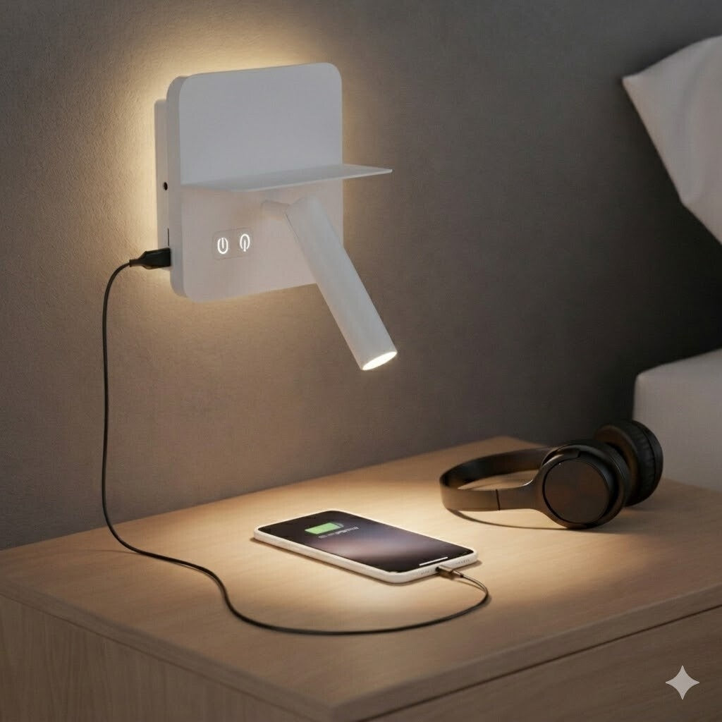 Portátil led de pared con SPOT, USB y DOBLE LUZ DIM 2700K