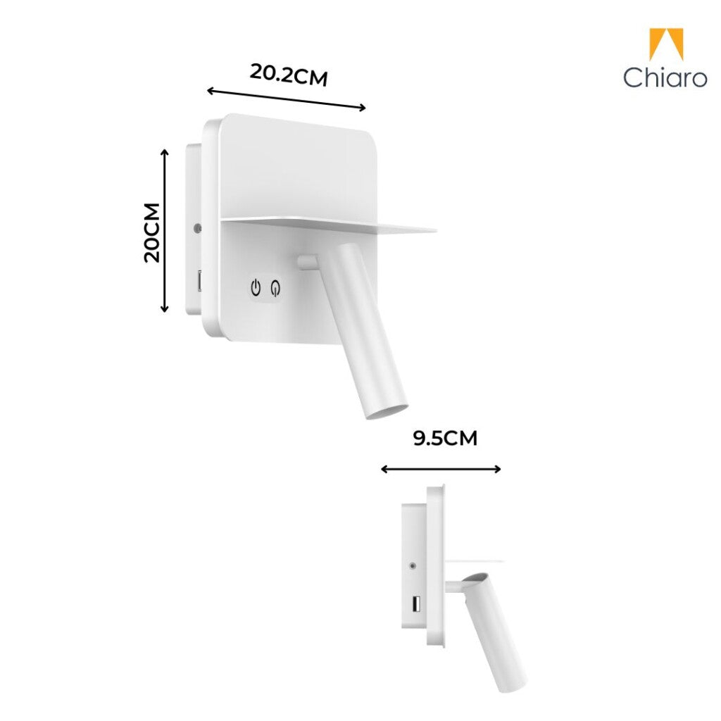 Portátil led de pared con SPOT, USB y DOBLE LUZ DIM 2700K