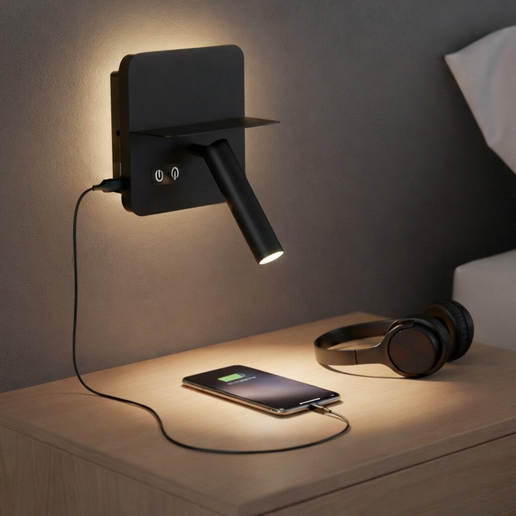 Portátil led de pared con SPOT, USB y DOBLE LUZ DIM 2700K