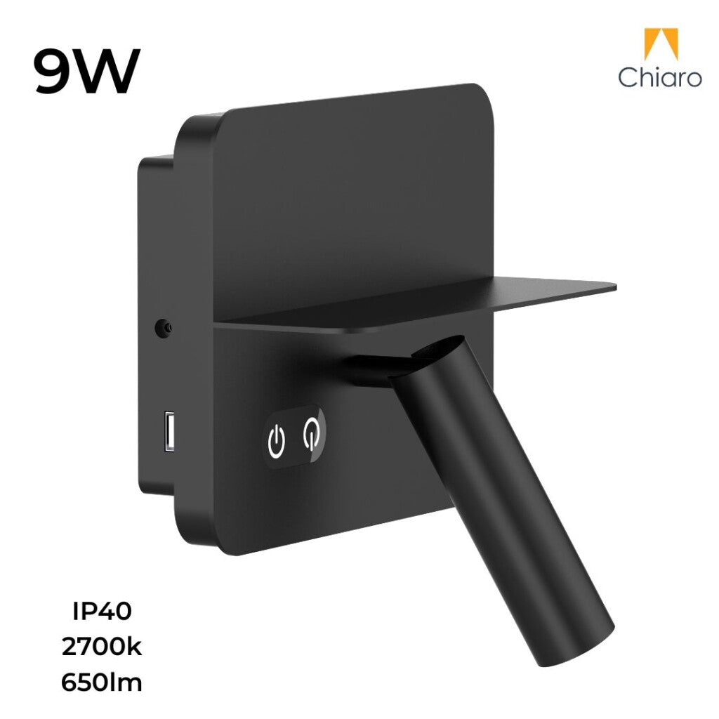 Portátil led de pared con SPOT, USB y DOBLE LUZ DIM 2700K