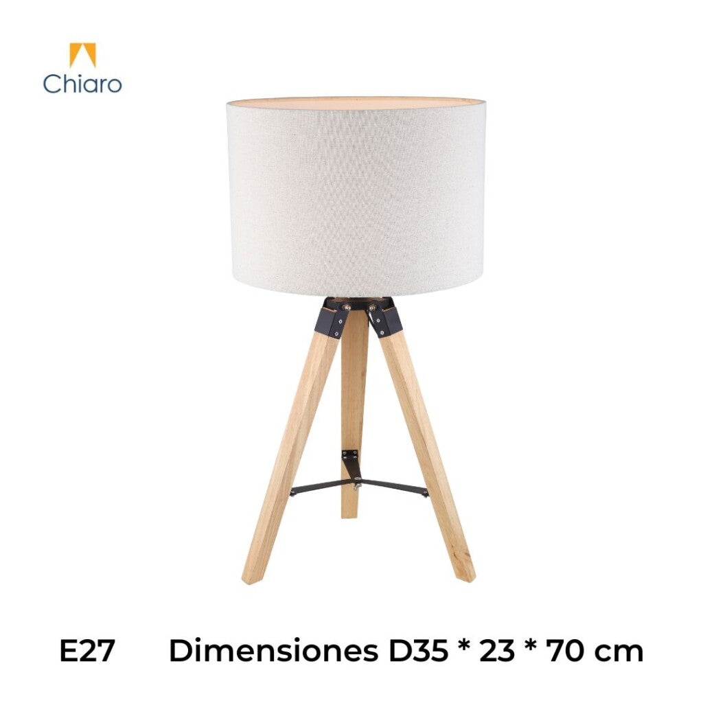 Portátil nórdica tela natural estilo trípode E27 70CM
