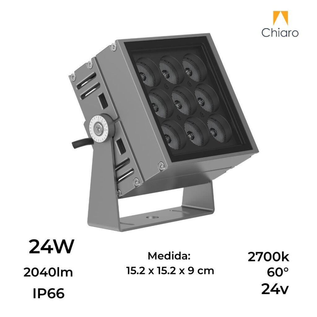 Proyector LED 24W luz cálida IP66 para jardín
