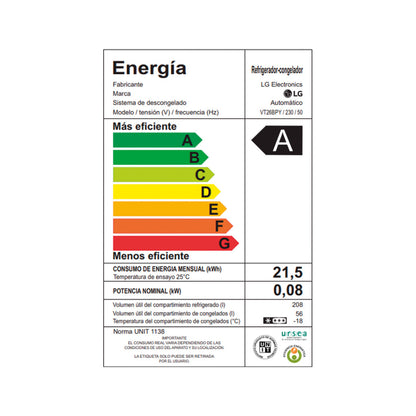 Refrigerador inverter 287L VT26BPY LG