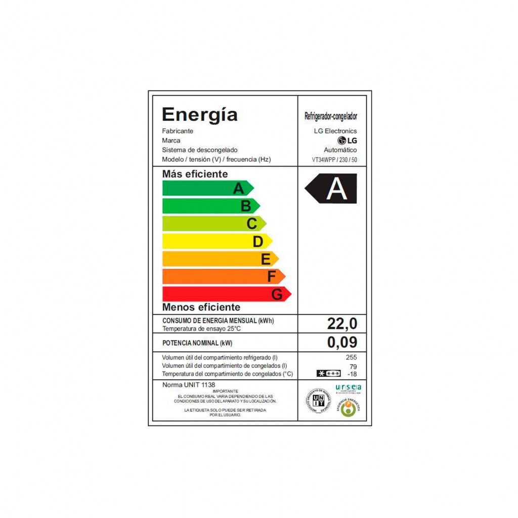 Refrigerador LG inverter 360L VT34WPP