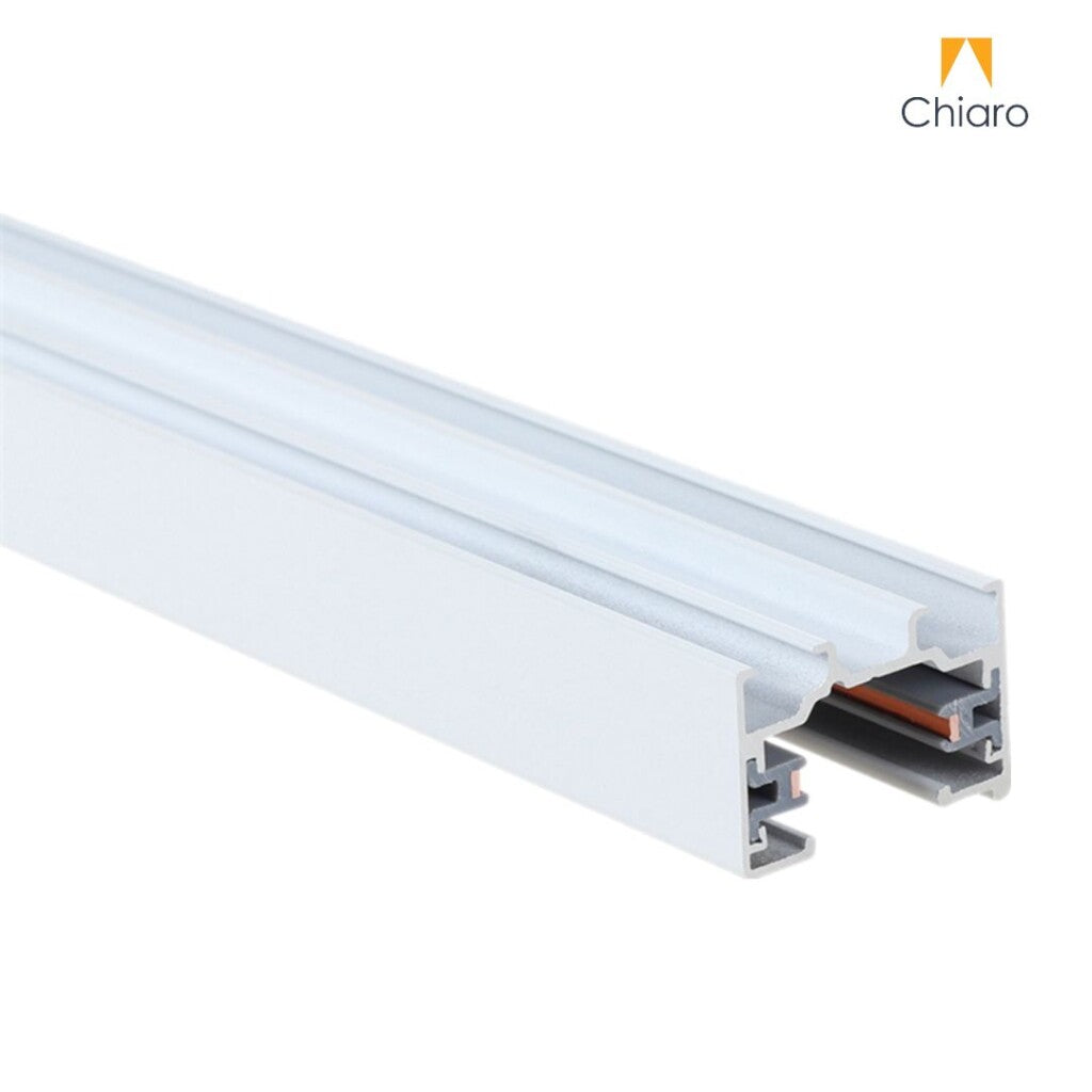 Riel electrificado de aluminio - 2 vías para spot de riel 1 mts