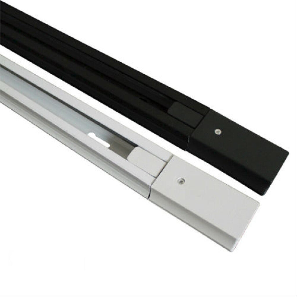 Riel electrificado de aluminio - 2 vías para spot de riel 1 mts