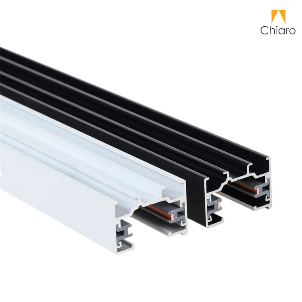 Riel electrificado de aluminio - 2 vías para spot de riel 1 mts