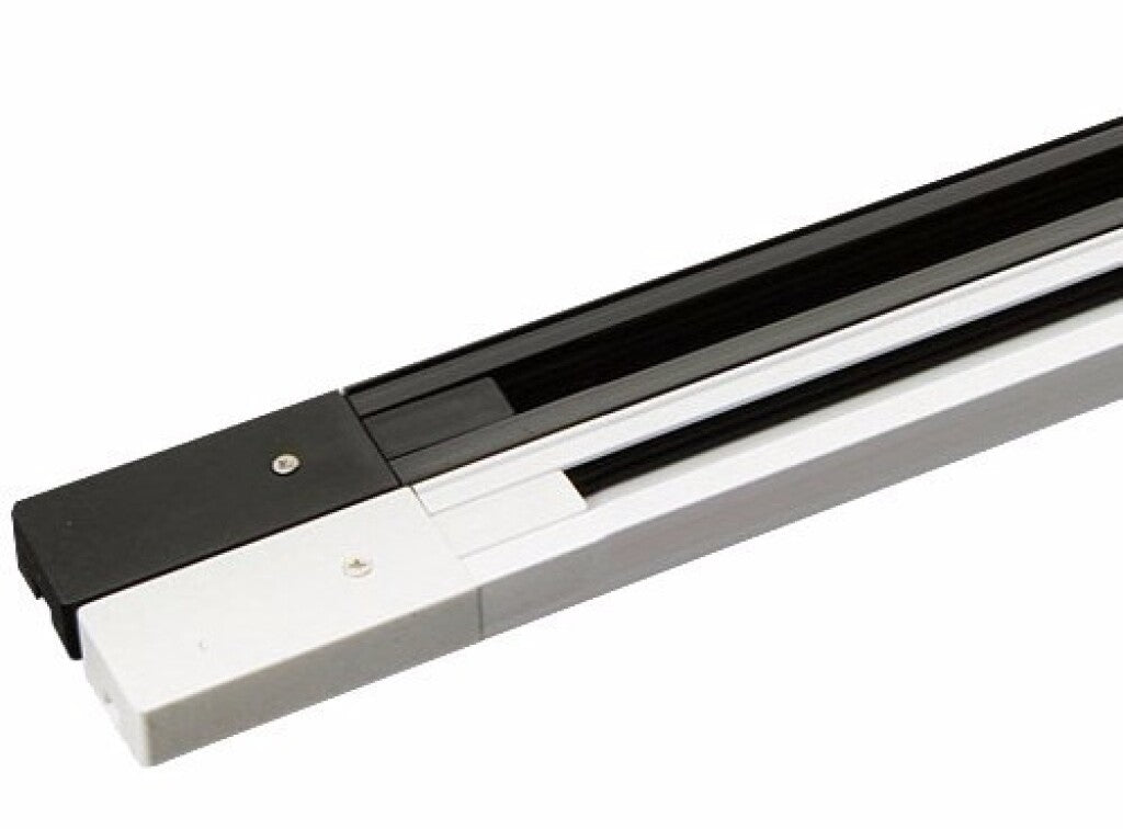 Riel electrificado de aluminio - 2 vías para spot de riel 1 mts