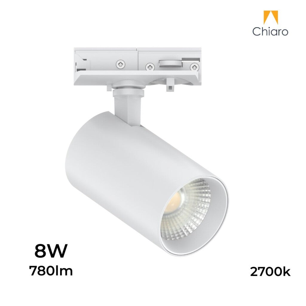 Spot de riel tracklight led 8w 2700K 2 vías 30° BLANCO