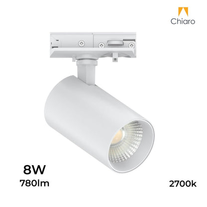 Spot de riel tracklight led 8w 2700K 2 vías 30° BLANCO