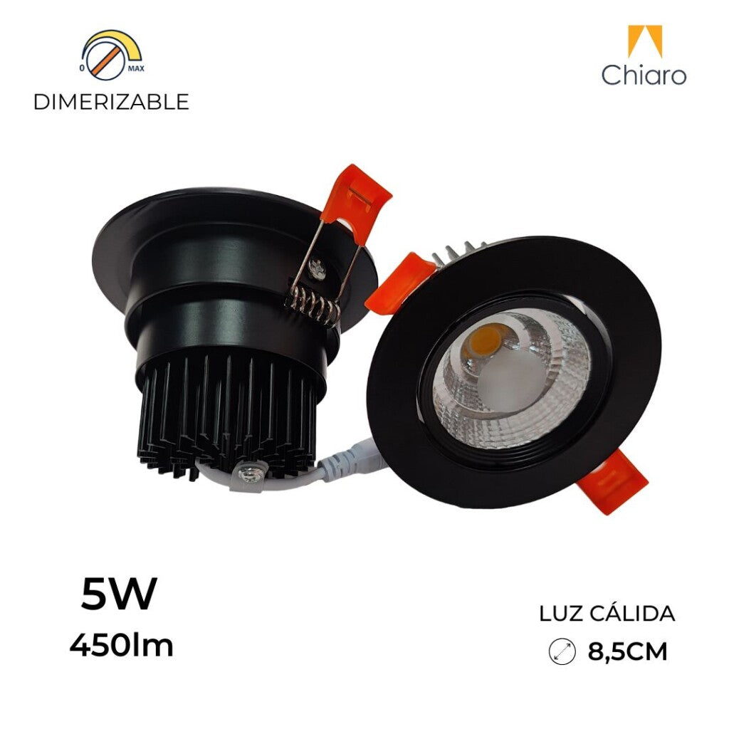Spot LED 5W MÓVIL, de empotrar redondo, Dimerizable NEGRO
