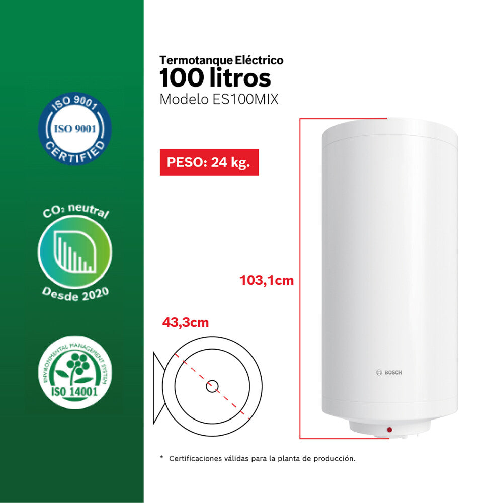 Termotanque eléctrico Bosch ES0100MIX 100 L