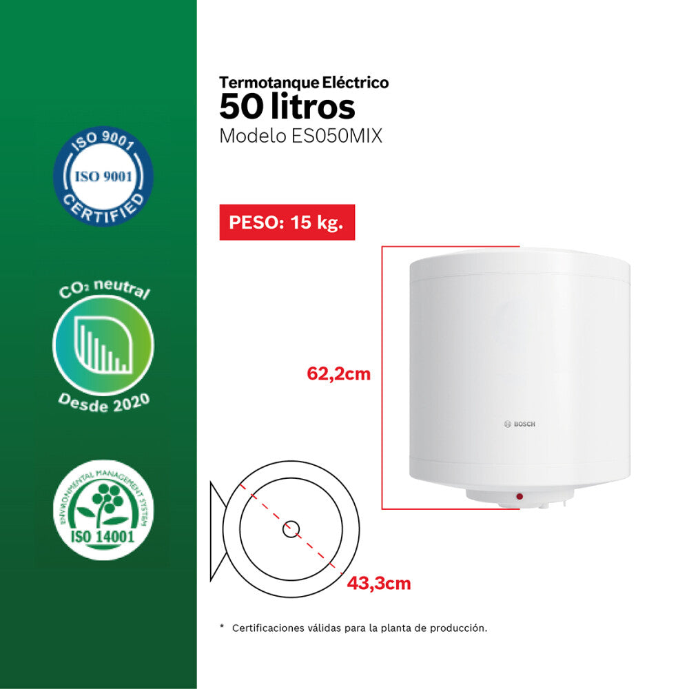 Termotanque eléctrico Bosch ES050M1X 50 L