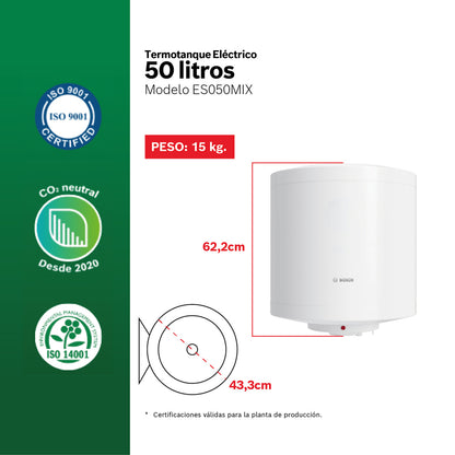 Termotanque eléctrico Bosch ES050M1X 50 L