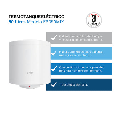 Termotanque eléctrico Bosch ES050M1X 50 L