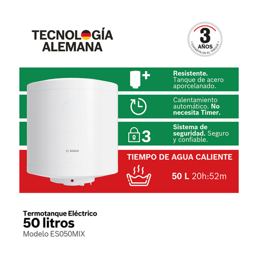 Termotanque eléctrico Bosch ES050M1X 50 L