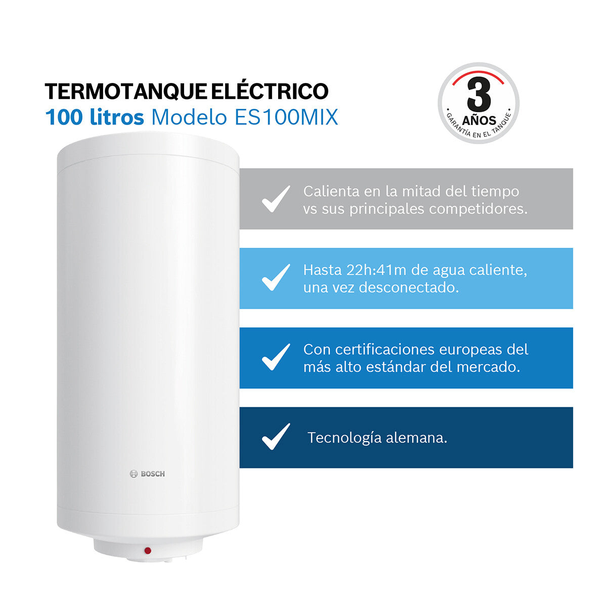 Termotanque eléctrico Bosch ES080M1X-KNWVB 80 L