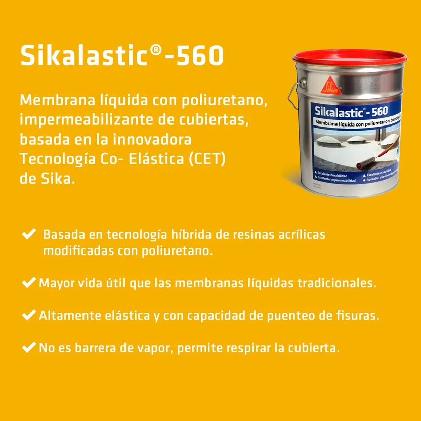 Membrana líquida con poliuretano Sikalastic-560 blanco 4 kg - 20kg - Imagen 3