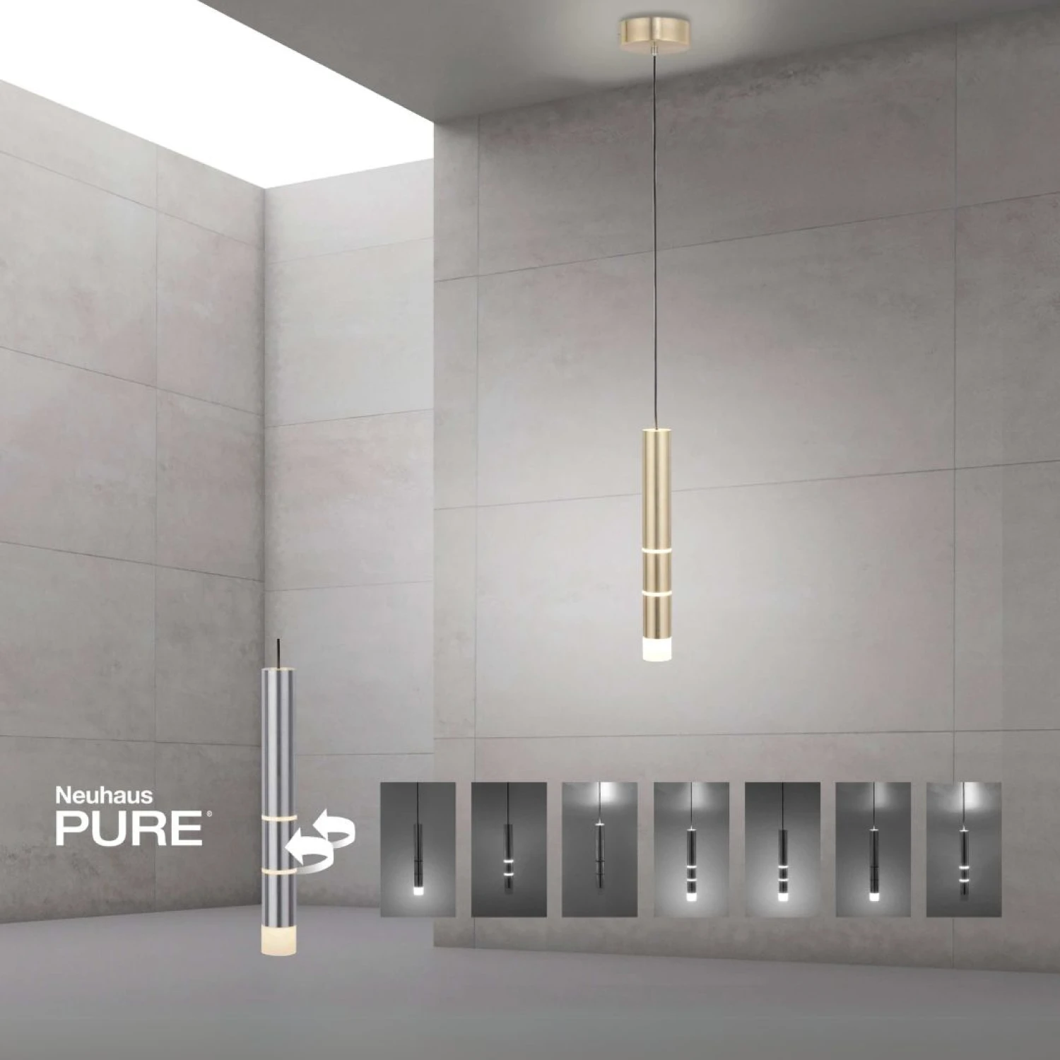 Colgante led tubular dorado 10W 7 modos 3000K Neuhaus - Imagen 2