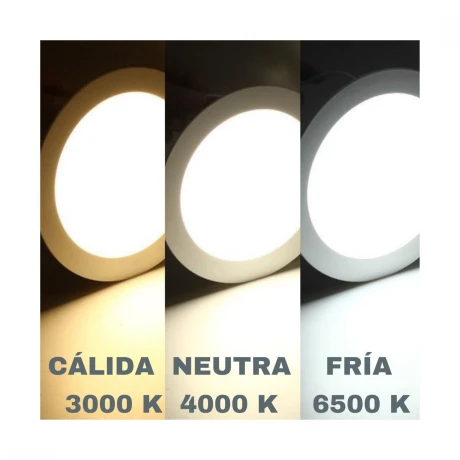 Panel LED 12W, de embutir, empotrar redondo BLANCO - Cálido 3000K - Imagen 4