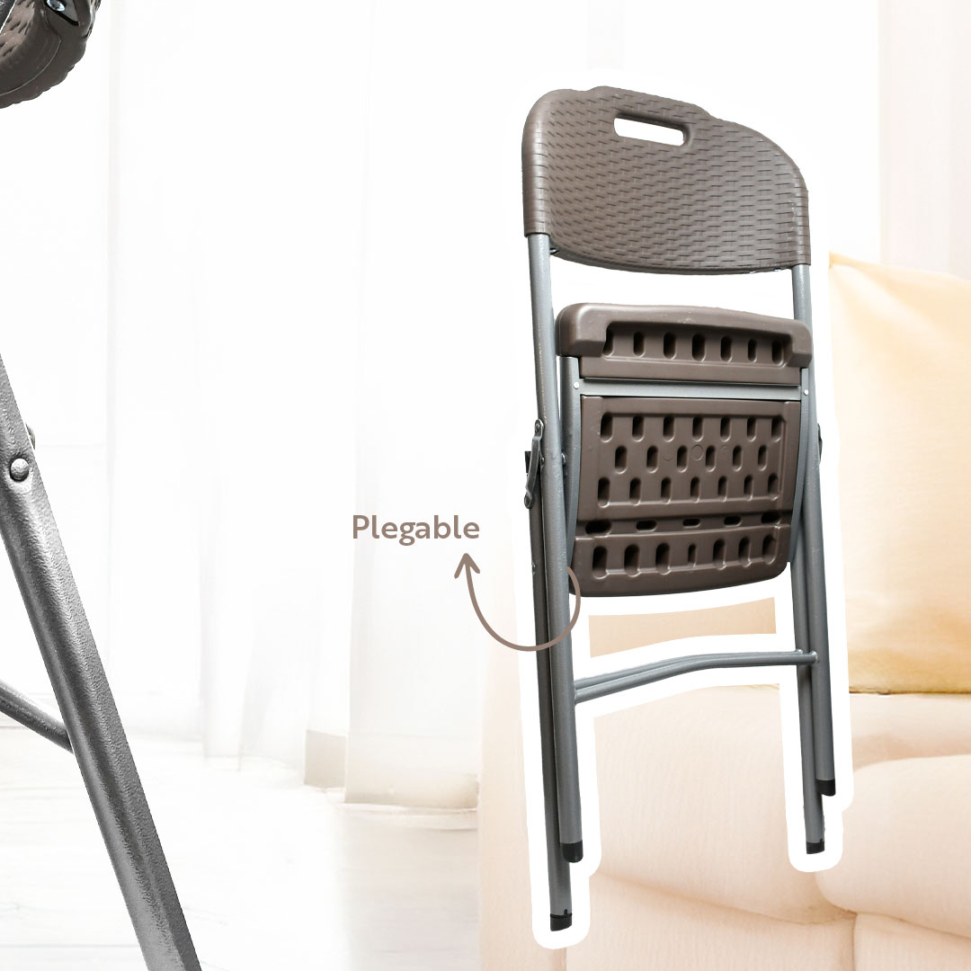 SILLA PLEGABLE PLASTICO METAL COLOR MARRON LH-4269 - Imagen 6