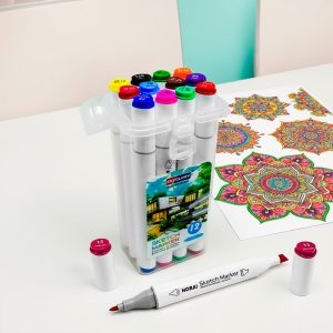 MARCADOR DOBLE 12 COLOR BOX PLASTICO LH-3886