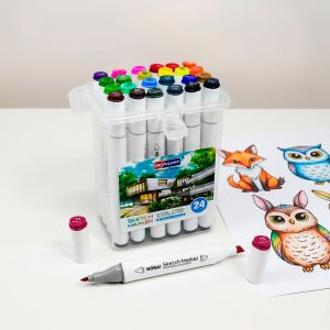 MARCADOR DOBLE 24 COLOR BOX PLASTICO LH-3887