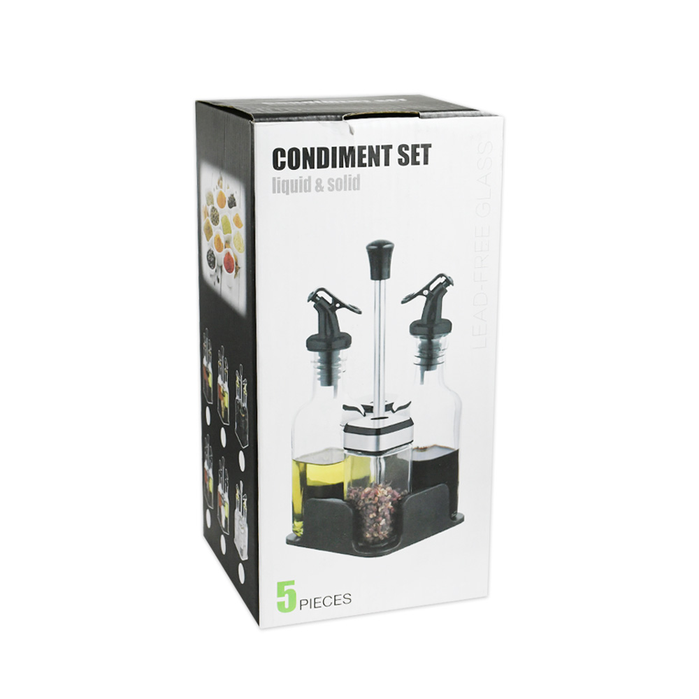 CONDIMENTERO DISPENSADOR 4PZ SOPORTE NEGRO LH-4203 - Imagen 7