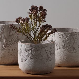 Maceta Cemento Con Relieve Grande