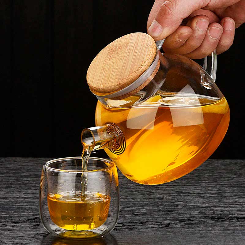 TETERA DE VIDRIO 1000ML CON TAPA MADERA LH-3078 - Imagen 5