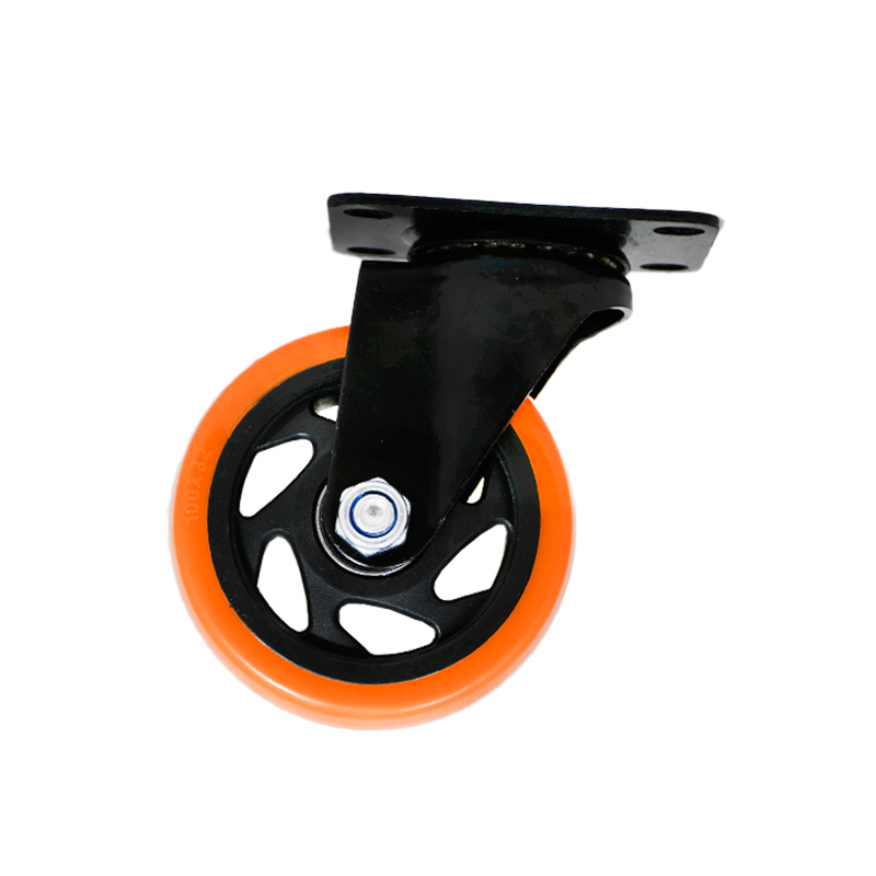 RUEDA 4 BASE METAL GIRATORIA NARANJA NEGRA LH-3455 - Imagen 2