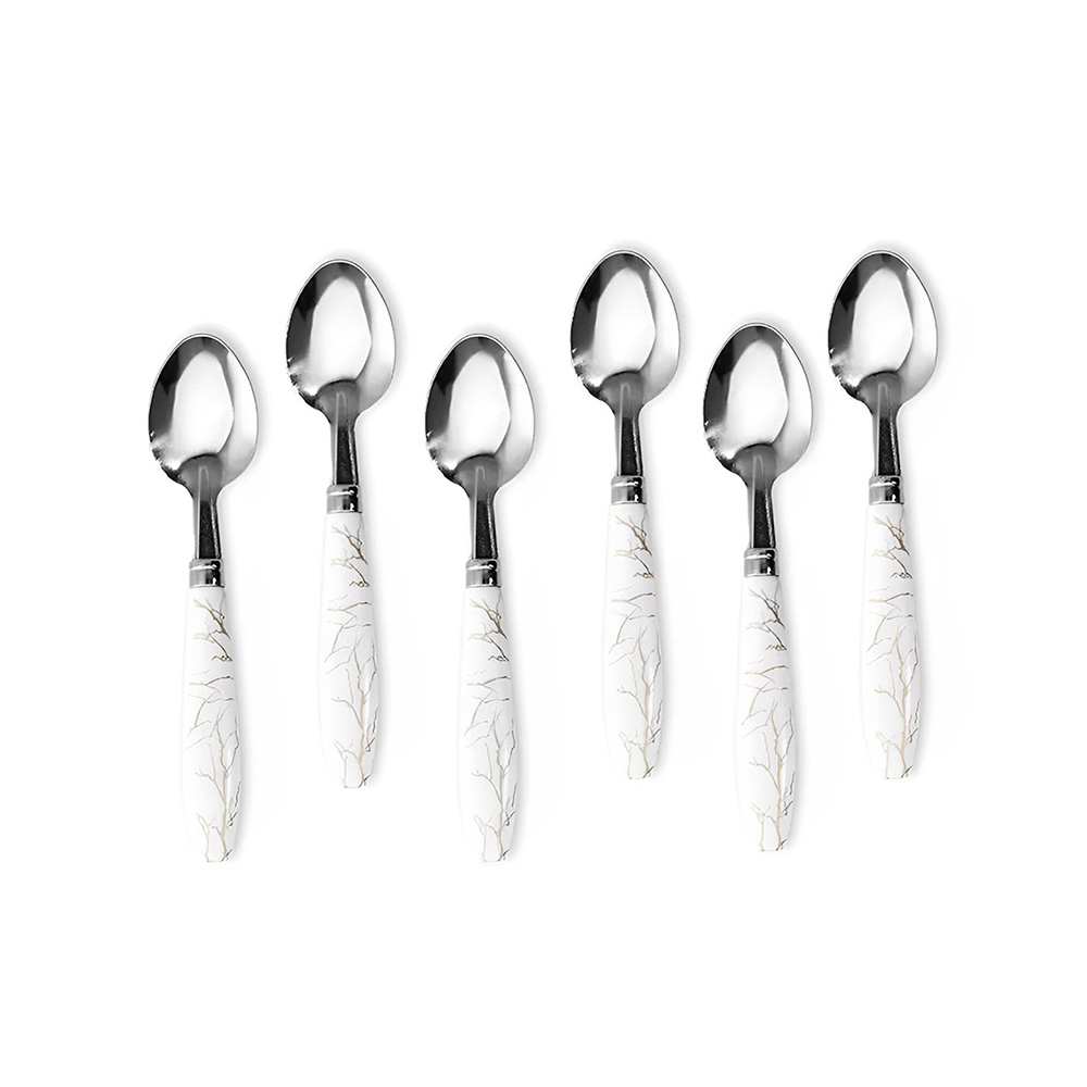 CUCHARA DE POSTRE 6PZ MANGO PLASTICO BLANCO LH3747 - Imagen 6